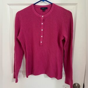 Lands End women’s Small long sleeve half button front, dark pink